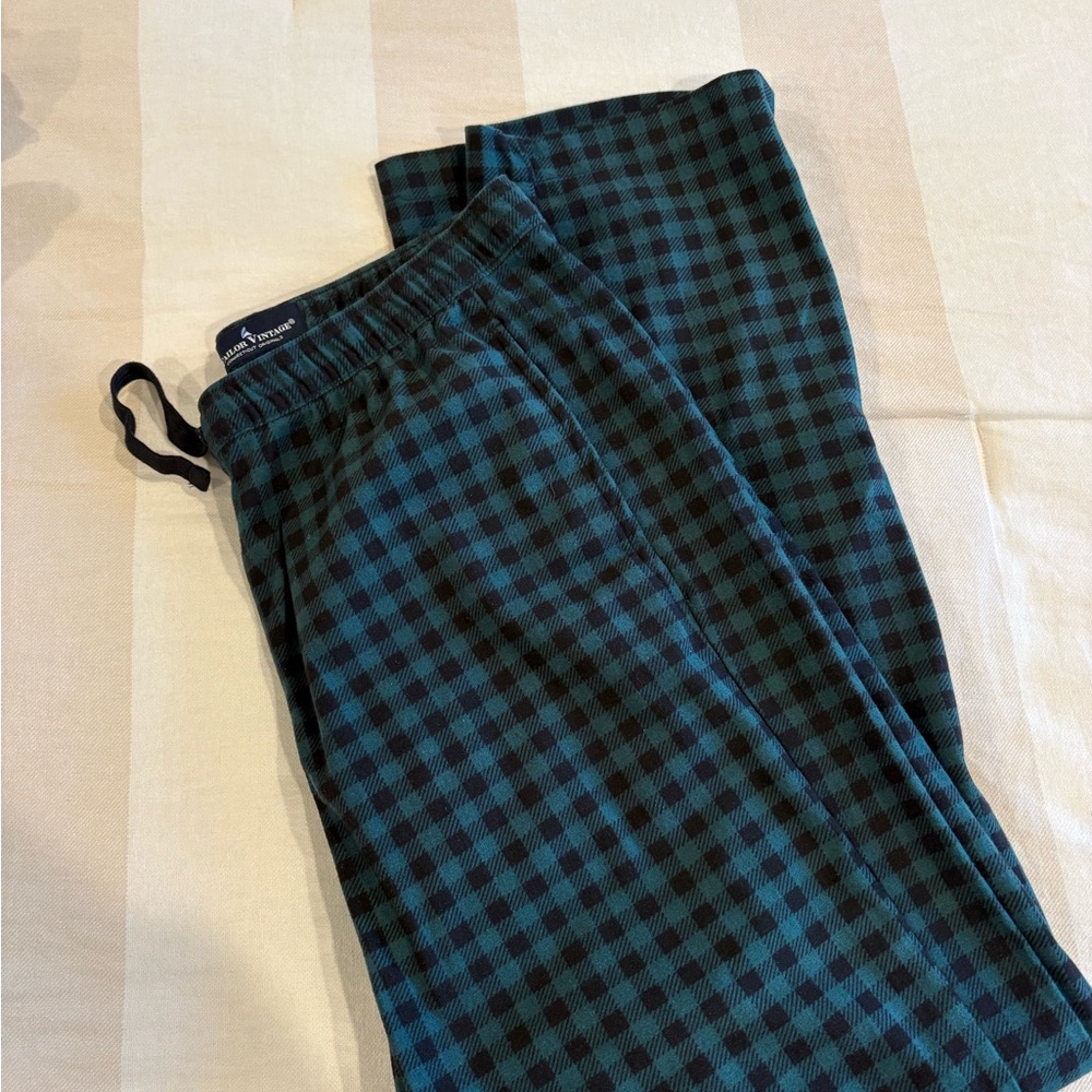 Tailor Vintage Teal and Black Checkered Pajama Pants
